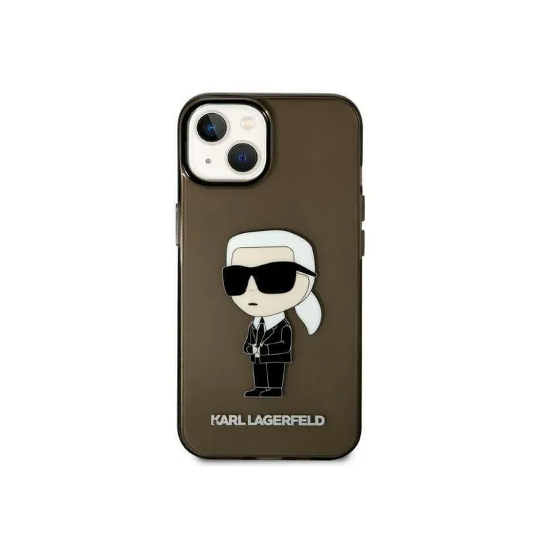 Eredeti eset iPhone 14 Karl Lagerfeld Hardcase Ikonik Karl Lagerfeld (KLHCP14Shniktck) Fekete