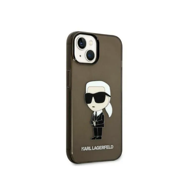 Eredeti eset iPhone 14 Karl Lagerfeld Hardcase Ikonik Karl Lagerfeld (KLHCP14Shniktck) Fekete