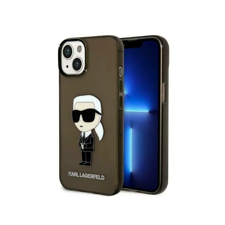 Eredeti eset iPhone 14 Karl Lagerfeld Hardcase Ikonik Karl Lagerfeld (KLHCP14Shniktck) Fekete