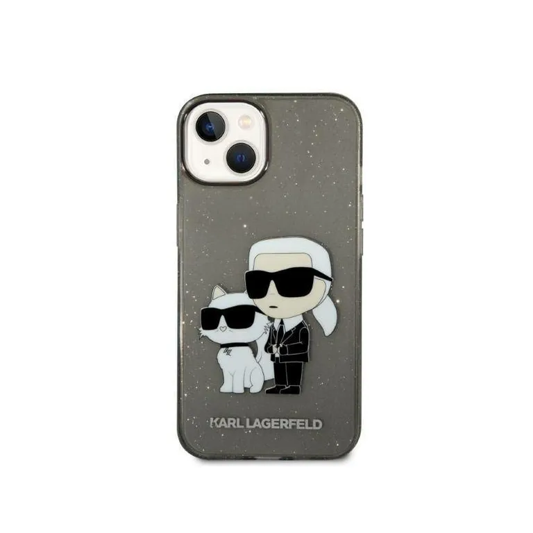 Eredeti eset iPhone 14 Karl Lagerfeld Hardcase IML Glit NFT Karl & Chupette (KLHCP14SHNKCTGK) Fekete