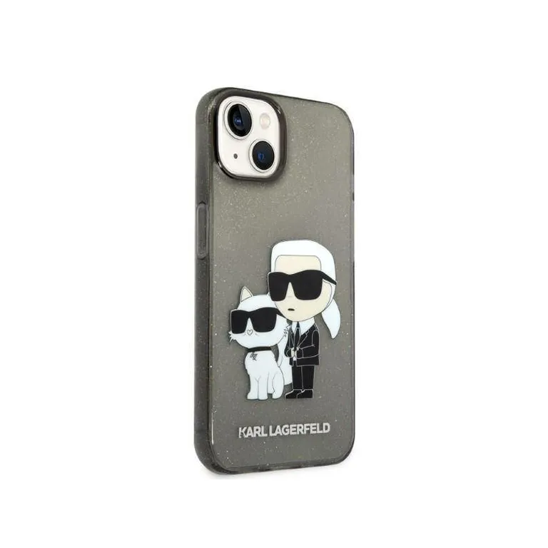 Eredeti eset iPhone 14 Karl Lagerfeld Hardcase IML Glit NFT Karl & Chupette (KLHCP14SHNKCTGK) Fekete