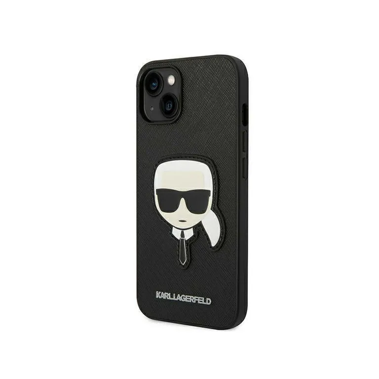 Eredeti eset iPhone 14 Karl Lagerfeld Hardcase Saffiano Karl fejfoltja fekete