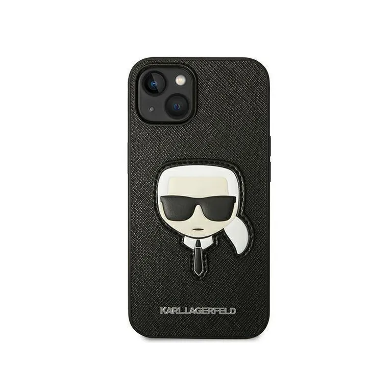 Eredeti eset iPhone 14 Karl Lagerfeld Hardcase Saffiano Karl fejfoltja fekete