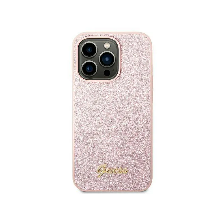 Eredeti eset iPhone 14 Pro Guess Hard Case Glitter Script