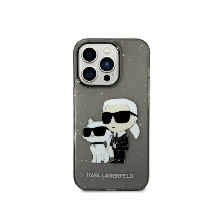 Eredeti eset iPhone 14 Pro Karl Lagerfeld Hardcase IML Glit NFT Karl & Chupette (KLHCP14LHNKCTGK) Fekete