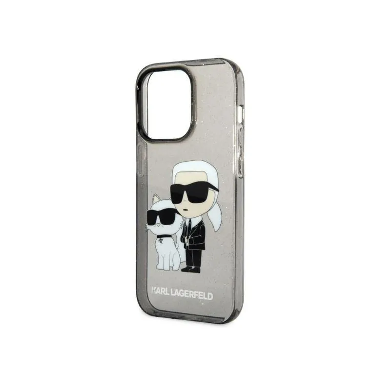 Eredeti eset iPhone 14 Pro Karl Lagerfeld Hardcase IML Glit NFT Karl & Chupette (KLHCP14LHNKCTGK) Fekete