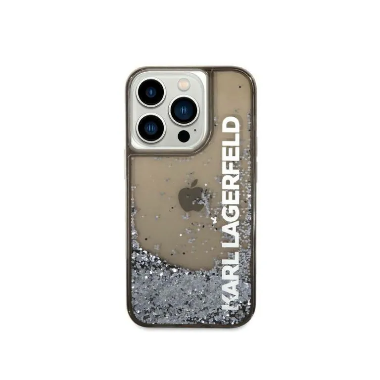 Eredeti eset iPhone 14 Pro Karl Lagerfeld Hardcase Liquid Glitter Elong (KLHCP14llckvk) Fekete