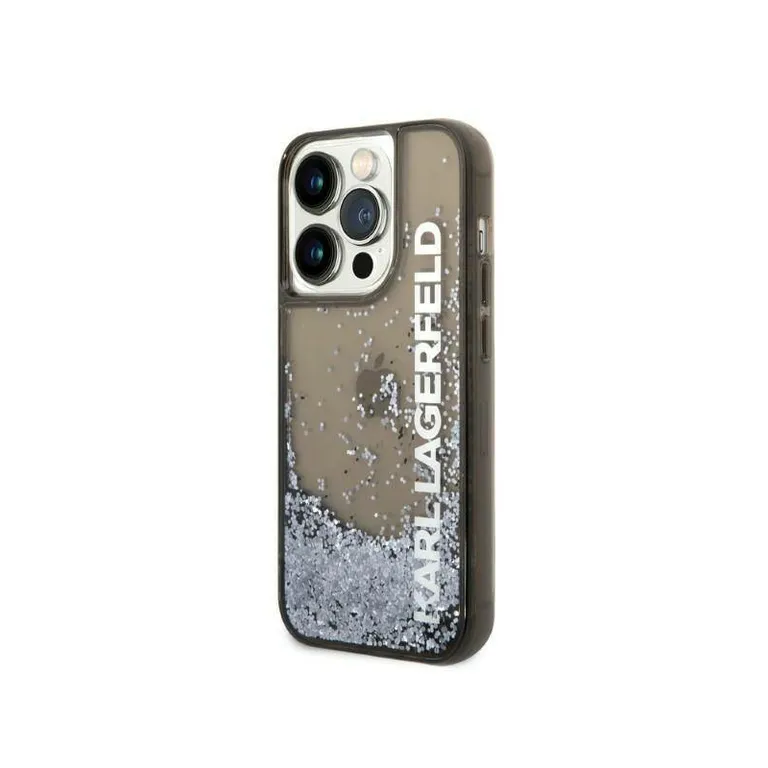 Eredeti eset iPhone 14 Pro Karl Lagerfeld Hardcase Liquid Glitter Elong (KLHCP14llckvk) Fekete