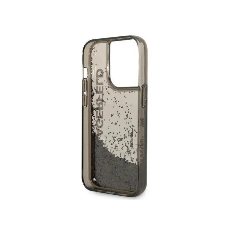 Eredeti eset iPhone 14 Pro Karl Lagerfeld Hardcase Liquid Glitter Elong (KLHCP14llckvk) Fekete