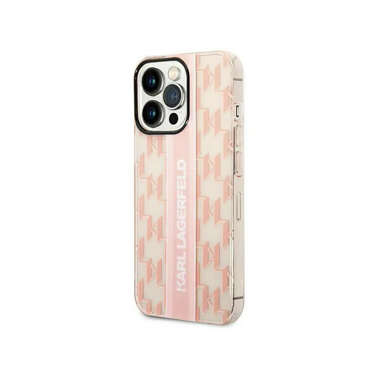 Eredeti eset iPhone 14 Pro Karl Lagerfeld Hardcase Mono Vertical Stripe (KLHCP14LHKLSPCP) RÓZOWE