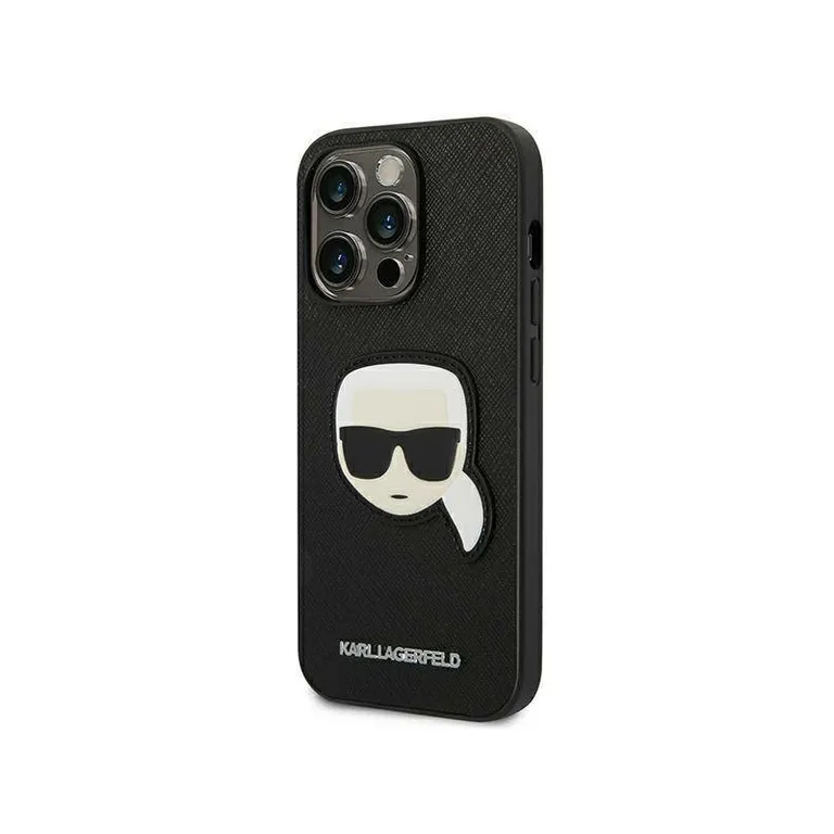 Eredeti eset iPhone 14 Pro Karl Lagerfeld Hardcase Saffiano Karl fejfolt fekete