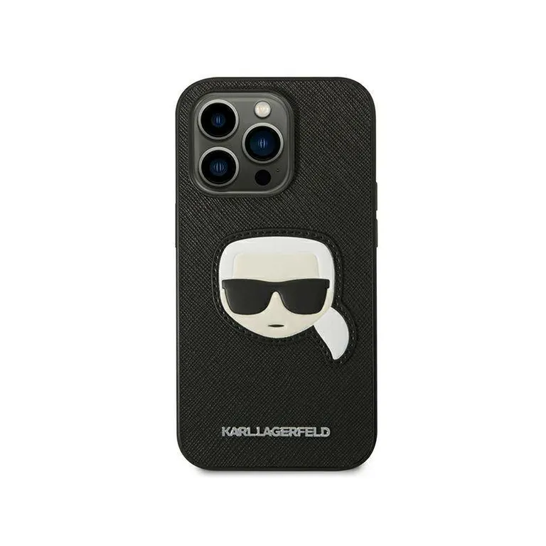 Eredeti eset iPhone 14 Pro Karl Lagerfeld Hardcase Saffiano Karl fejfolt fekete