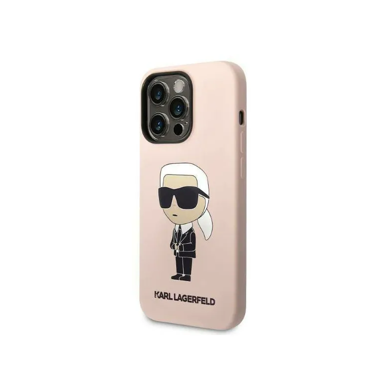 Eredeti eset iPhone 14 Pro Karl Lagerfeld Hardcase Silicone Ikonik (KLHCP14LSNIKBCP) rózsaszín