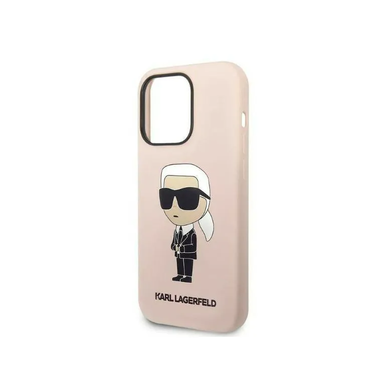 Eredeti eset iPhone 14 Pro Karl Lagerfeld Hardcase Silicone Ikonik (KLHCP14LSNIKBCP) rózsaszín