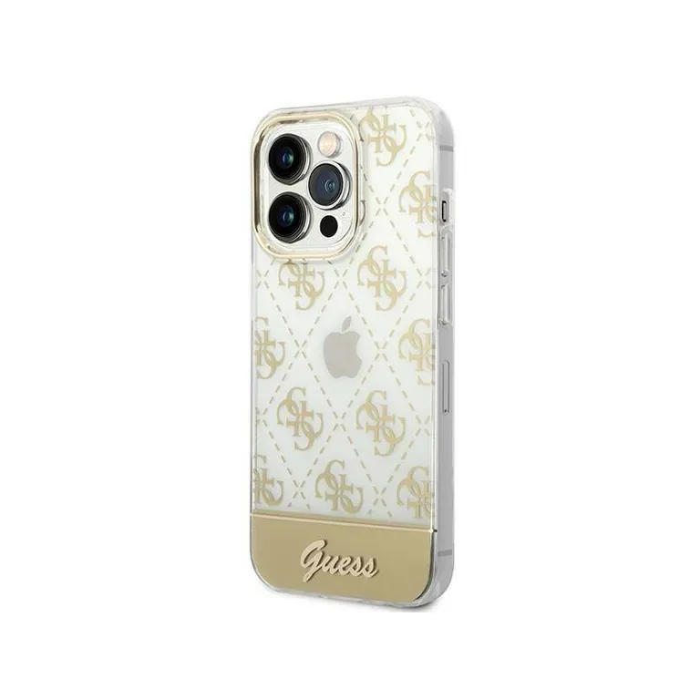 Eredeti eset iPhone 14 Pro Max Guess Hardcase 4G Pattern Script Zloty