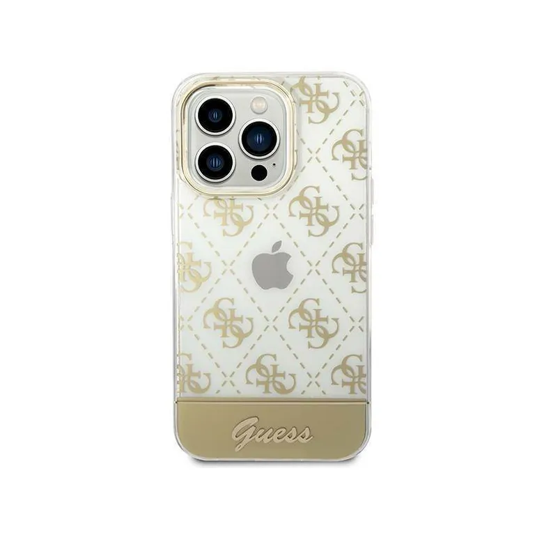 Eredeti eset iPhone 14 Pro Max Guess Hardcase 4G Pattern Script Zloty