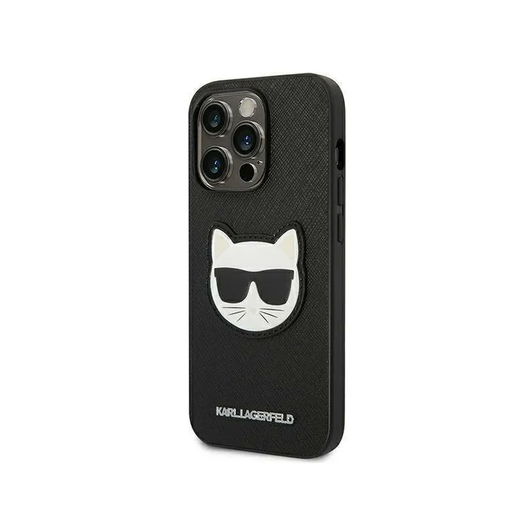 Eredeti eset iPhone 14 Pro Max Karl Lagerfeld Hardcase Saffiano Chupette Head Patch Black