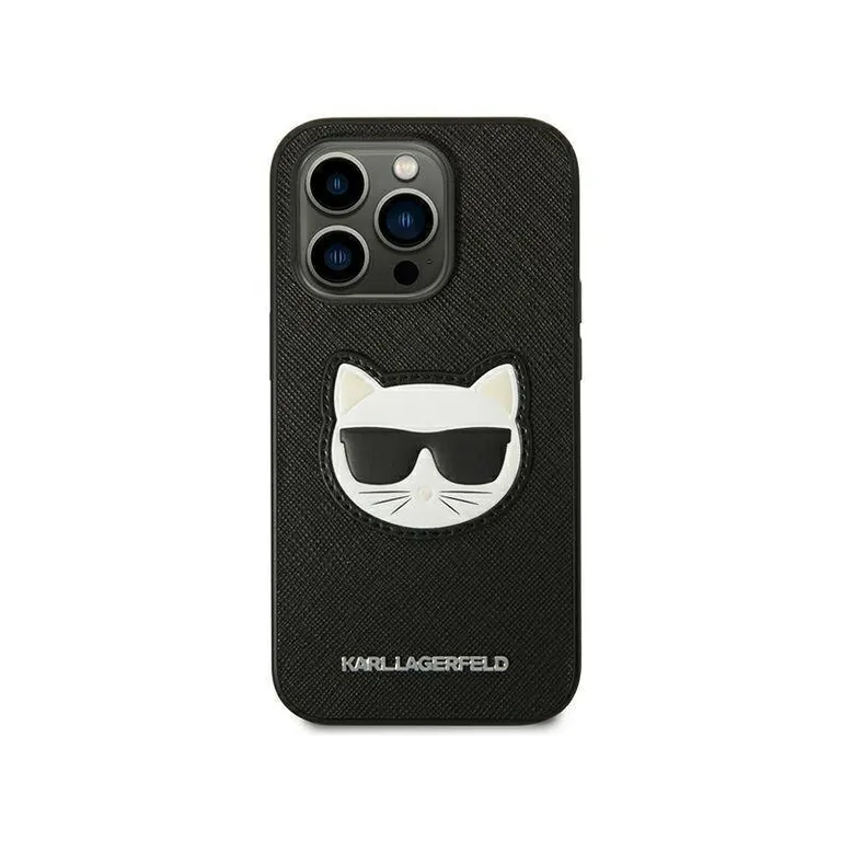 Eredeti eset iPhone 14 Pro Max Karl Lagerfeld Hardcase Saffiano Chupette Head Patch Black