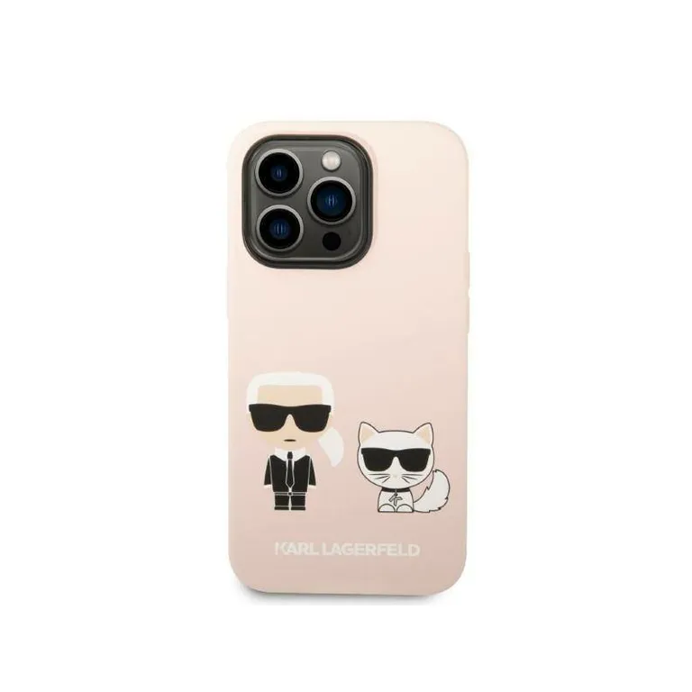 Eredeti eset iPhone 14 Pro Max Karl Lagerfeld Hardcase Silicone Karl & Choupette Magsafe (KLHMP14XSSKCI) Bright Rod