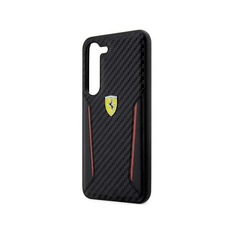 Eredeti eset Samsung Galaxy S23 Ferrari Hardcase szén kontraszt szélei (FEHCS23SNPYK) Fekete