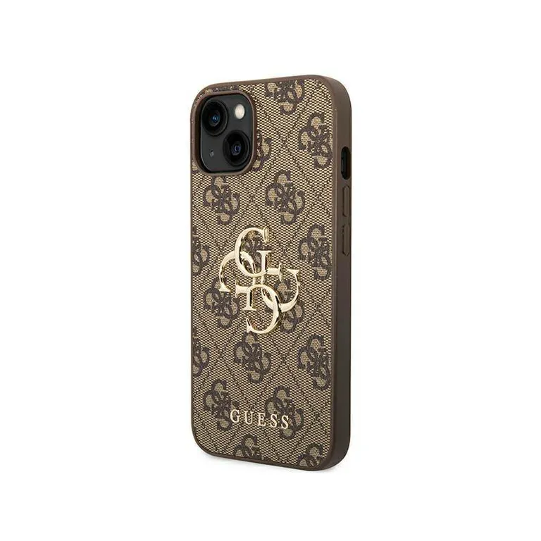 Eredeti iPhone 14 Guess Hardcase 4G Big Metal Brown logó