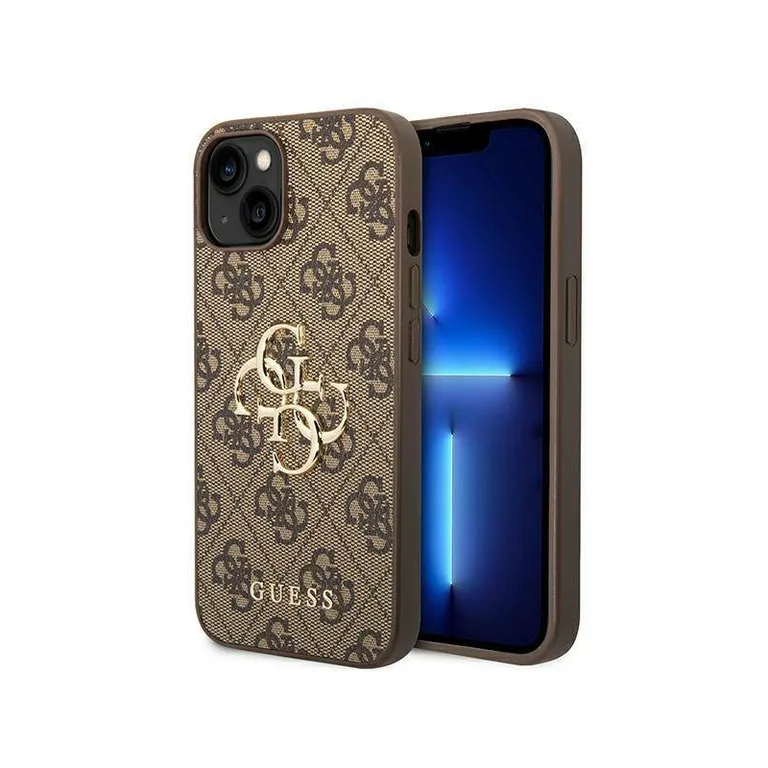 Eredeti iPhone 14 Guess Hardcase 4G Big Metal Brown logó