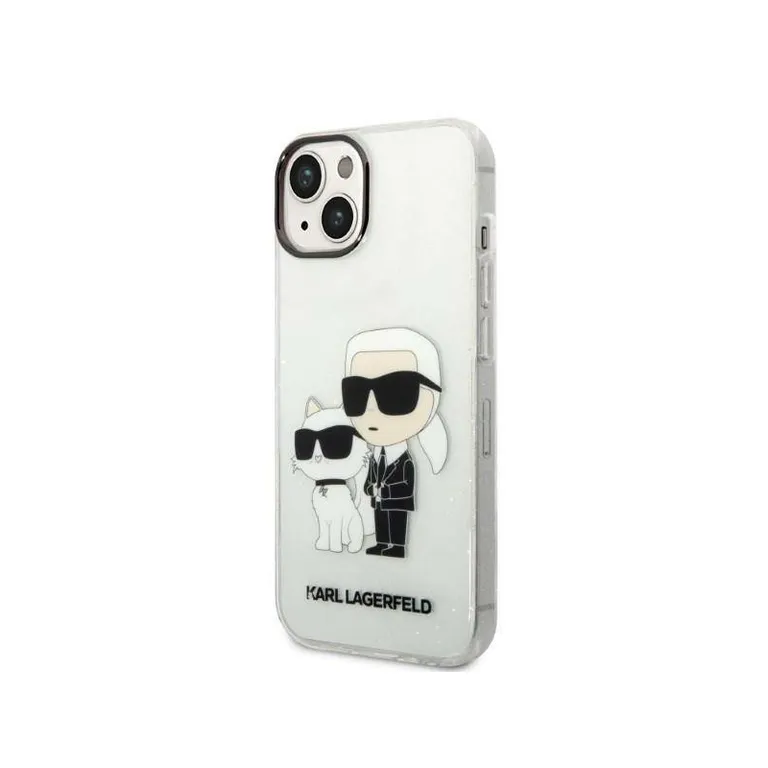 Eredeti iPhone 14 Karl Lagerfeld Hardcase IML Glit NFT Karl & Chupette (KLHCP14SHNKCTGT) Átlátszó