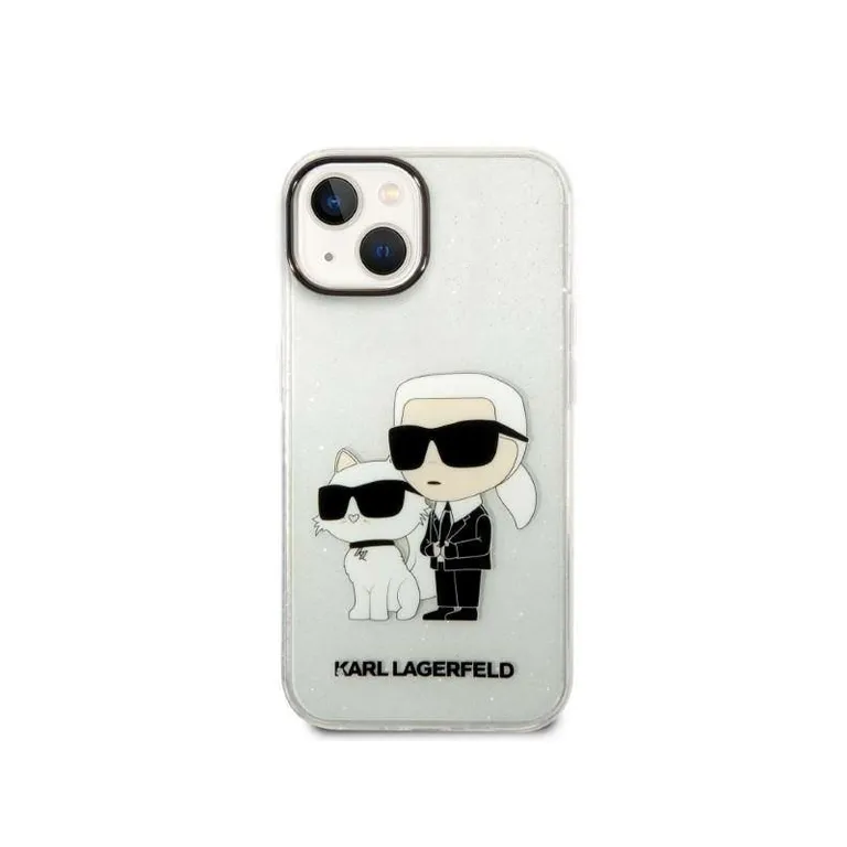 Eredeti iPhone 14 Karl Lagerfeld Hardcase IML Glit NFT Karl & Chupette (KLHCP14SHNKCTGT) Átlátszó