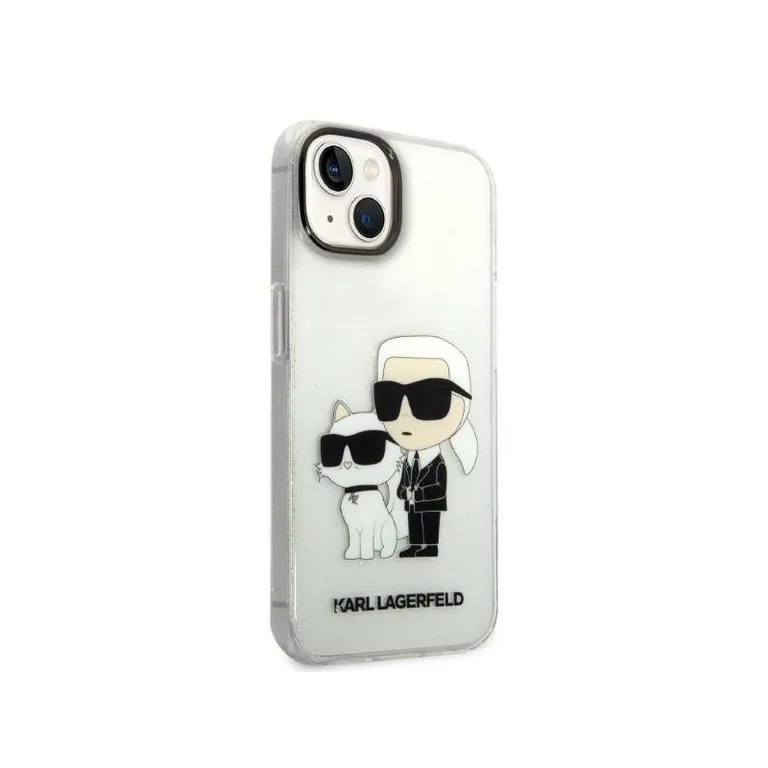 Eredeti iPhone 14 Karl Lagerfeld Hardcase IML Glit NFT Karl & Chupette (KLHCP14SHNKCTGT) Átlátszó