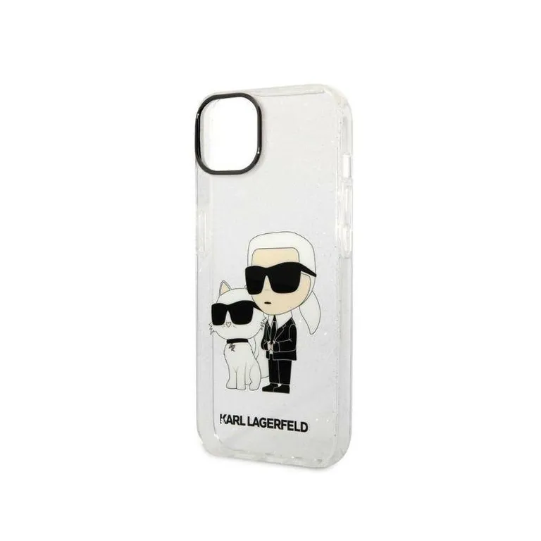 Eredeti iPhone 14 Karl Lagerfeld Hardcase IML Glit NFT Karl & Chupette (KLHCP14SHNKCTGT) Átlátszó