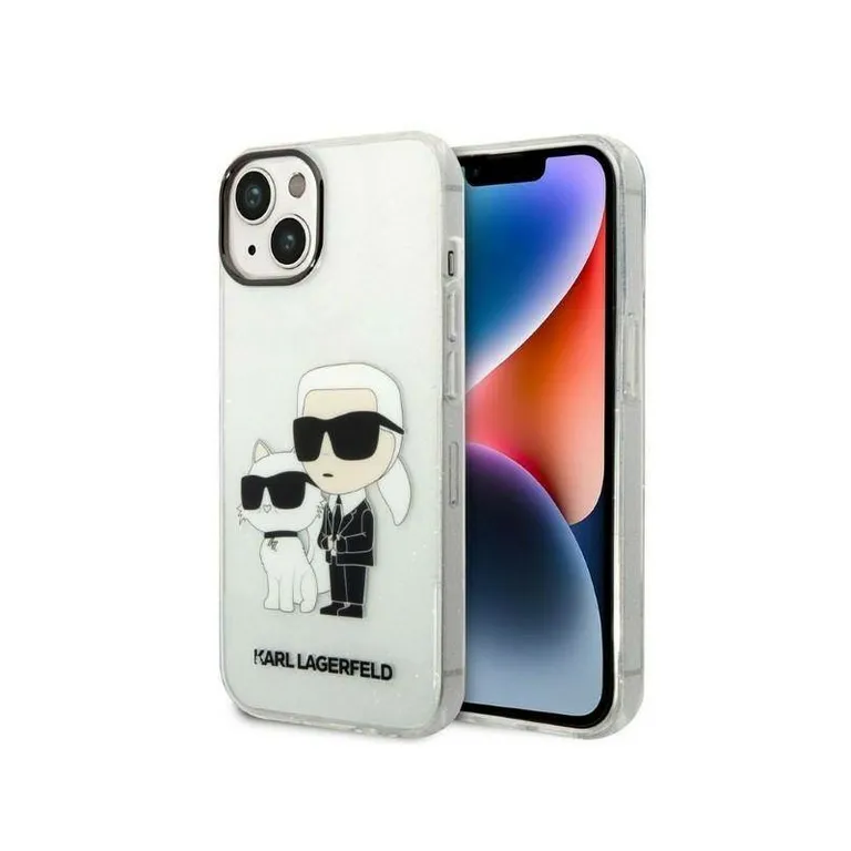 Eredeti iPhone 14 Karl Lagerfeld Hardcase IML Glit NFT Karl & Chupette (KLHCP14SHNKCTGT) Átlátszó