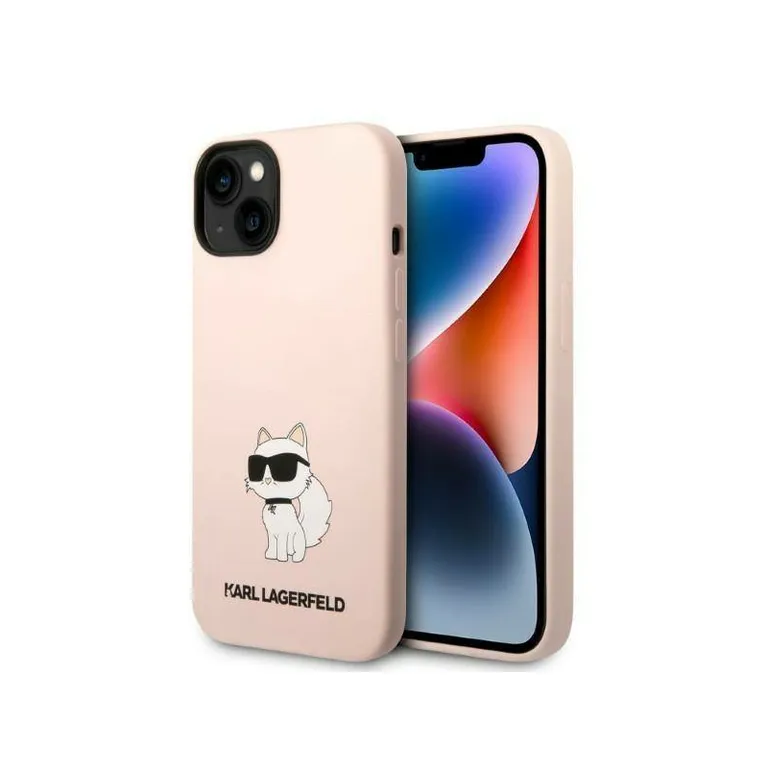 Eredeti iPhone 14 Karl Lagerfeld Hardcase Silicone Choupette (KLHCP14SSNCHBCP) RÓZOWE