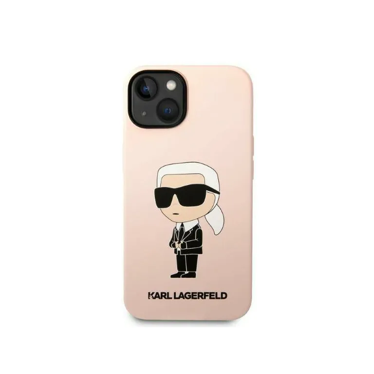 Eredeti iPhone 14 Karl Lagerfeld Hardcase Silicone Ikonik (KLHCP14SSNIKBCP) RÓZOWE