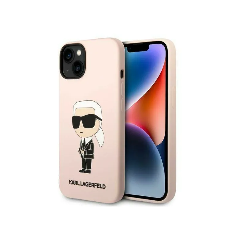 Eredeti iPhone 14 Karl Lagerfeld Hardcase Silicone Ikonik (KLHCP14SSNIKBCP) RÓZOWE