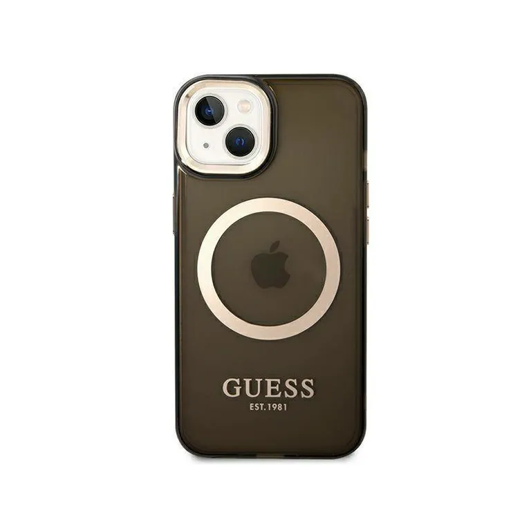 Eredeti iPhone 14 Plus Guess Hard Case arany vázlatát áttetszo Magsafe (Guhmp14Mhtcmk) Fekete