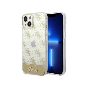 Eredeti iPhone 14 Plus Guess Hardcase 4G Pattern Script Gold