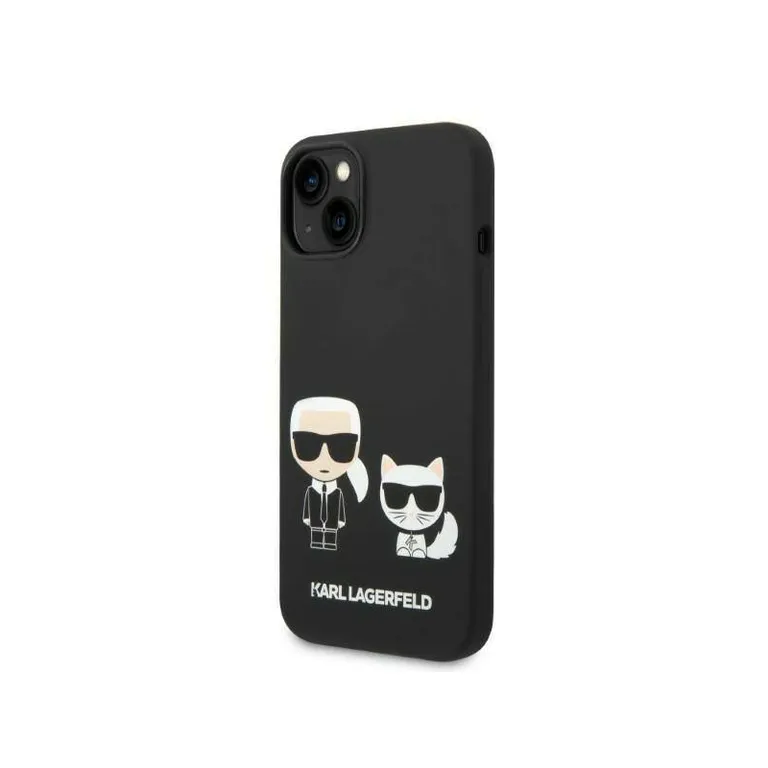 Eredeti iPhone 14 Plus Karl Lagerfeld Hardcase folyékony szilikon Karl & Chupette Magsafe (KLHMP14MSSKCK) Fekete