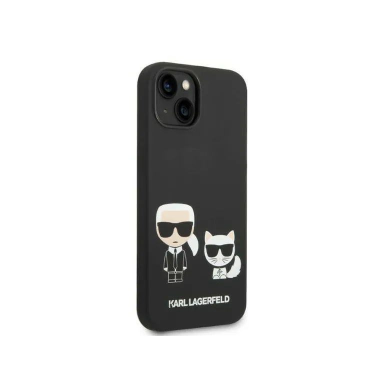 Eredeti iPhone 14 Plus Karl Lagerfeld Hardcase folyékony szilikon Karl & Chupette Magsafe (KLHMP14MSSKCK) Fekete