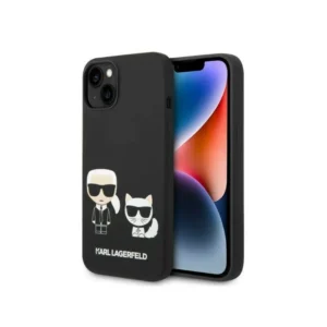Eredeti iPhone 14 Plus Karl Lagerfeld Hardcase folyékony szilikon Karl & Chupette Magsafe (KLHMP14MSSKCK) Fekete