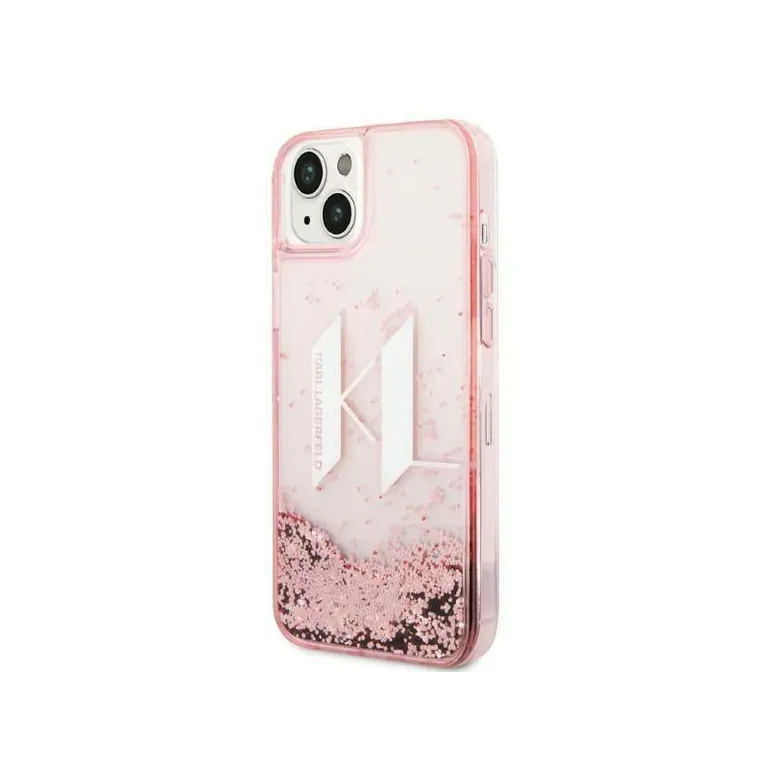 Eredeti iPhone 14 Plus Karl Lagerfeld Hardcase Liquid Glitter Big KL (KLHCP14MLBKLCP) Rózowe