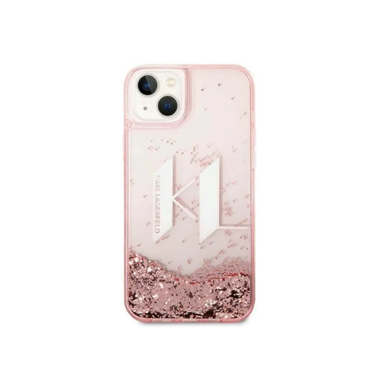 Eredeti iPhone 14 Plus Karl Lagerfeld Hardcase Liquid Glitter Big KL (KLHCP14MLBKLCP) Rózowe