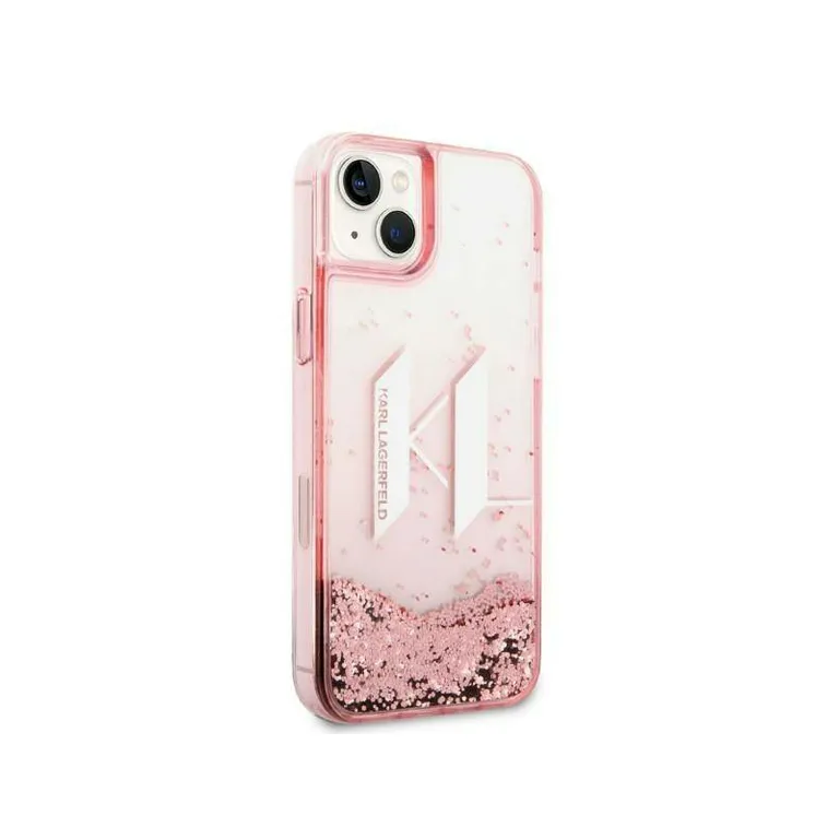 Eredeti iPhone 14 Plus Karl Lagerfeld Hardcase Liquid Glitter Big KL (KLHCP14MLBKLCP) Rózowe