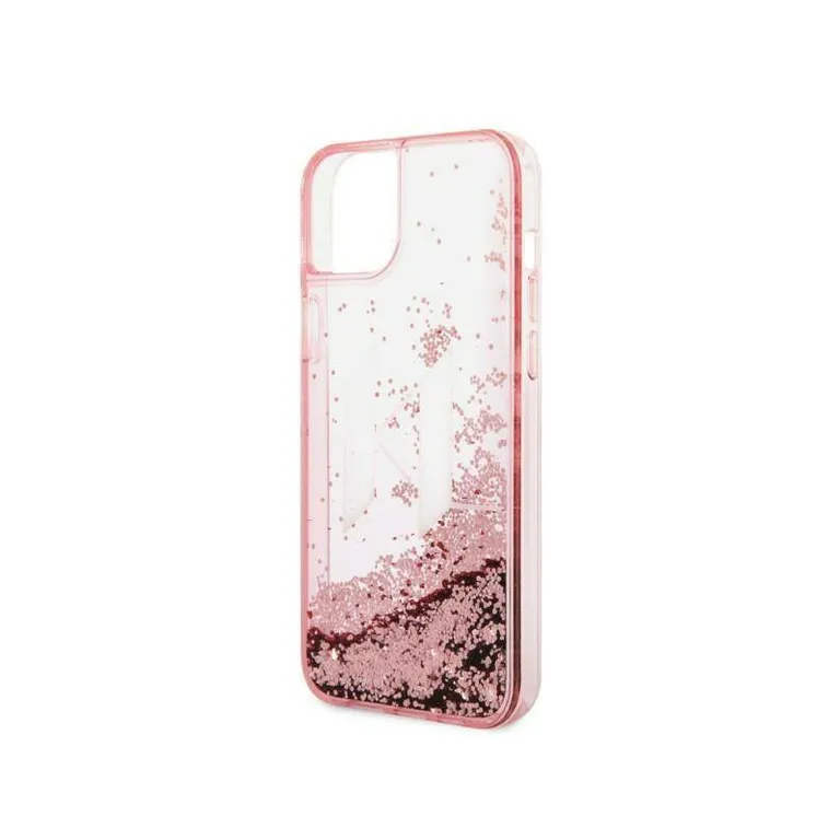 Eredeti iPhone 14 Plus Karl Lagerfeld Hardcase Liquid Glitter Big KL (KLHCP14MLBKLCP) Rózowe