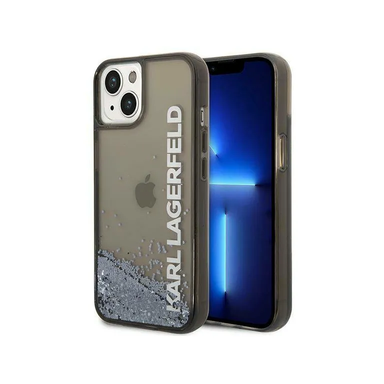Eredeti iPhone 14 Plus Karl Lagerfeld Hardcase Liquid Glitter Elong (KLHCP14MLCVK) Fekete