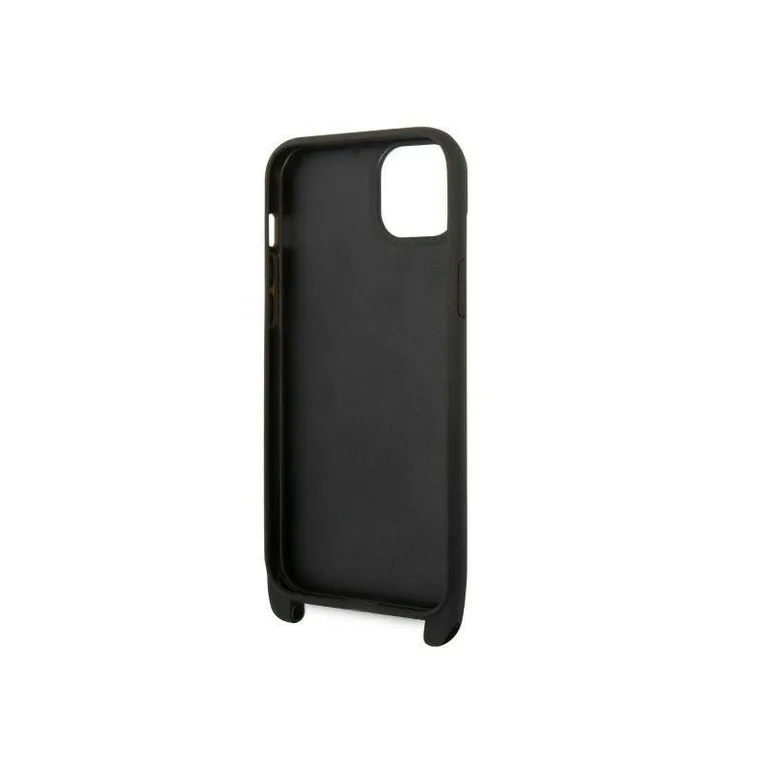 Eredeti iPhone 14 Plus Karl Lagerfeld Hardcase Monogram Plakque Strap logó (KLHCP14MSTMM) Fekete