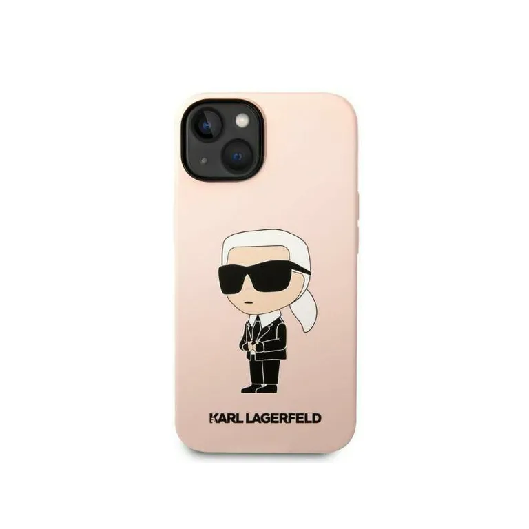 Eredeti iPhone 14 Plus Karl Lagerfeld Hardcase Silicone Ikonik (KLHCP14MSNIKBCP) rózsaszín
