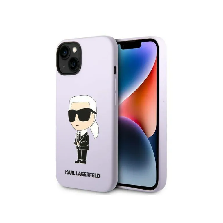 Eredeti iPhone 14 Plus Karl Lagerfeld Hardcase Silicone Ikonik (KLHCP14msnikbcu) lila