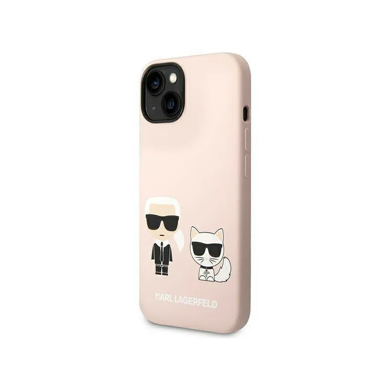 Eredeti iPhone 14 Plus Karl Lagerfeld Hardcase Szilikon Karl & Choupette Magsafe (KLHMP14MSSKCI) Rózowe