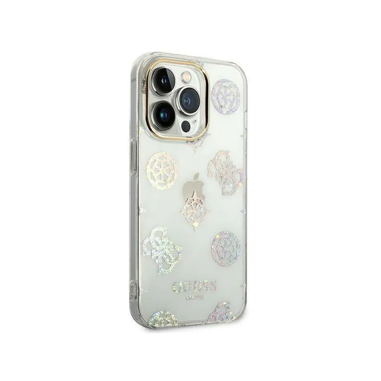 Eredeti iPhone 14 Pro Max Guess Hard Case Peony Glitter (GUHCP14XHTPPH) Átlátszó