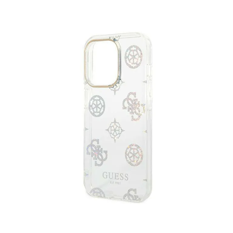 Eredeti iPhone 14 Pro Max Guess Hard Case Peony Glitter (GUHCP14XHTPPH) Átlátszó